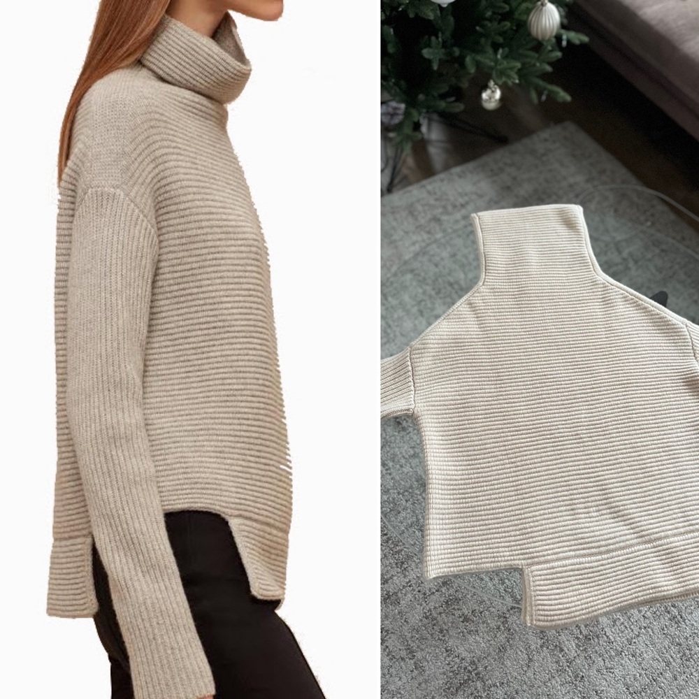 Aritzia Babaton Mika Cream Wool Cashmere knit Cozy Cotagecore Sweater Sz XXS/XS - Picture 3 of 13